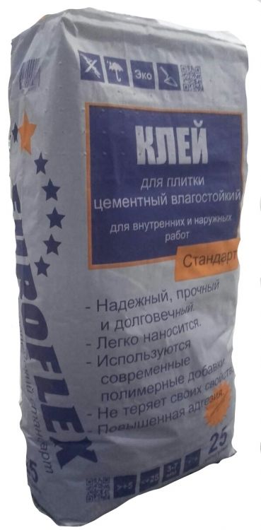 Клей плиточный "стандарт" 25 кг euroflex